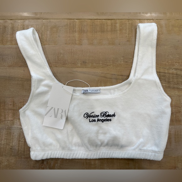 Zara Text Terrycloth Venice Beach Los Angeles crop tank top - Picture 7 of 11
